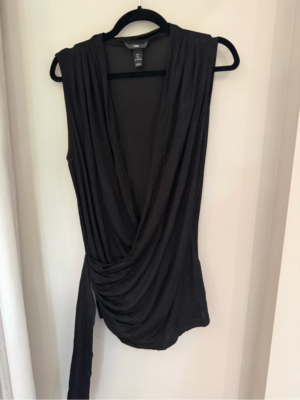 H&M Black Draped Wrap Camisole with Side Tie